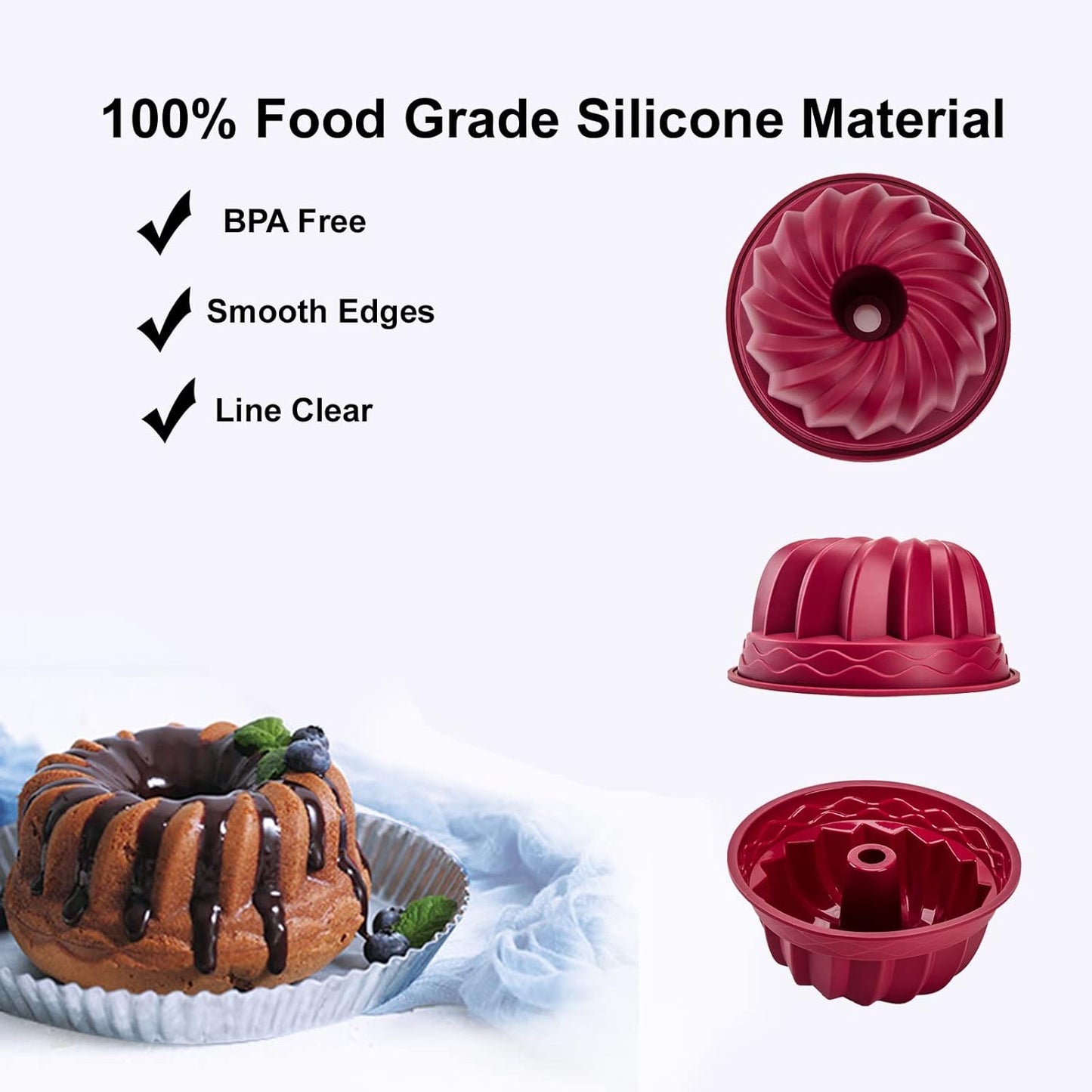 Dluxe Ave. 4 Inch Silicone Mini Bundt Cake Pan Set
