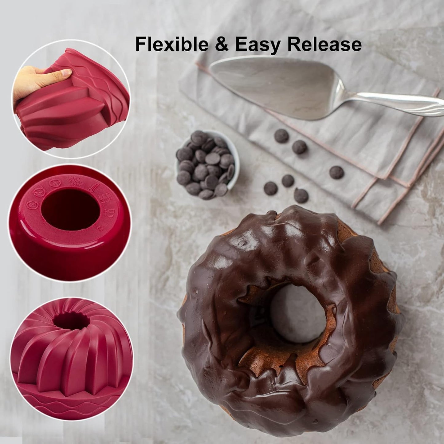 Dluxe Ave. 4 Inch Silicone Mini Bundt Cake Pan Set