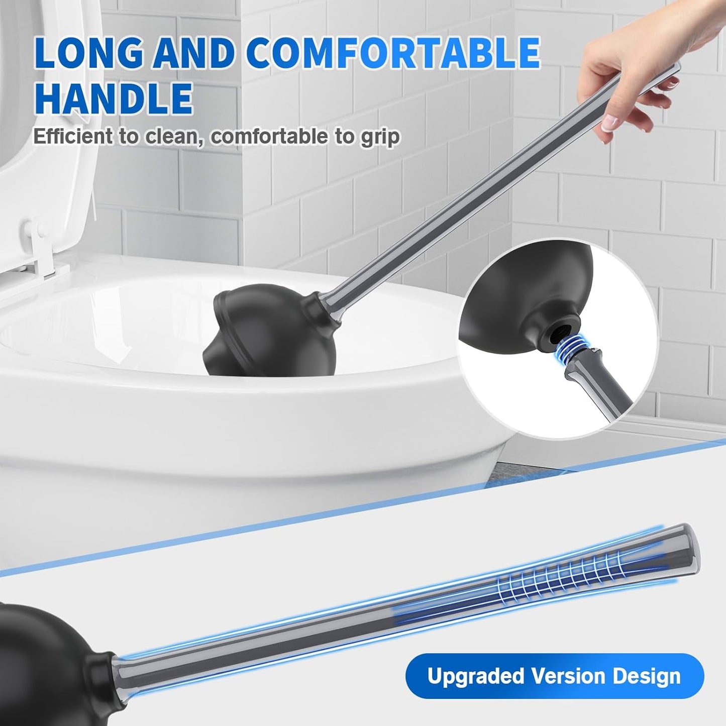 Dluxe Ave. Toilet Plunger and Brush Silicone Bowl Brush and Heavy Duty Toilet Plunger Set with Ventilated Holder 2-in-1 Toilet Brush and Plunger Combo for Bathroom Cleaning (Gray 1 Set)