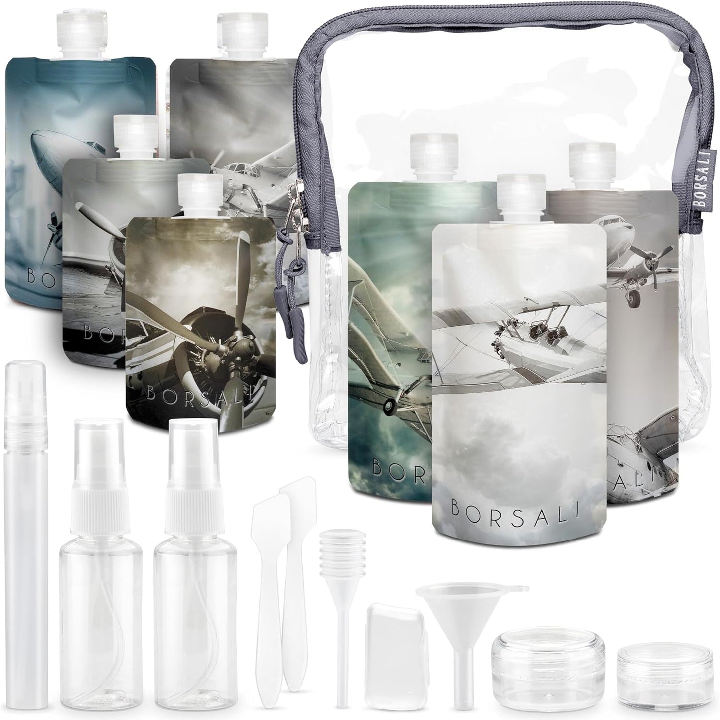 Dluxe Ave. Travel Bottles for Toiletries/ TSA Approved 3 oz/ 18 Piece Set/  Gray