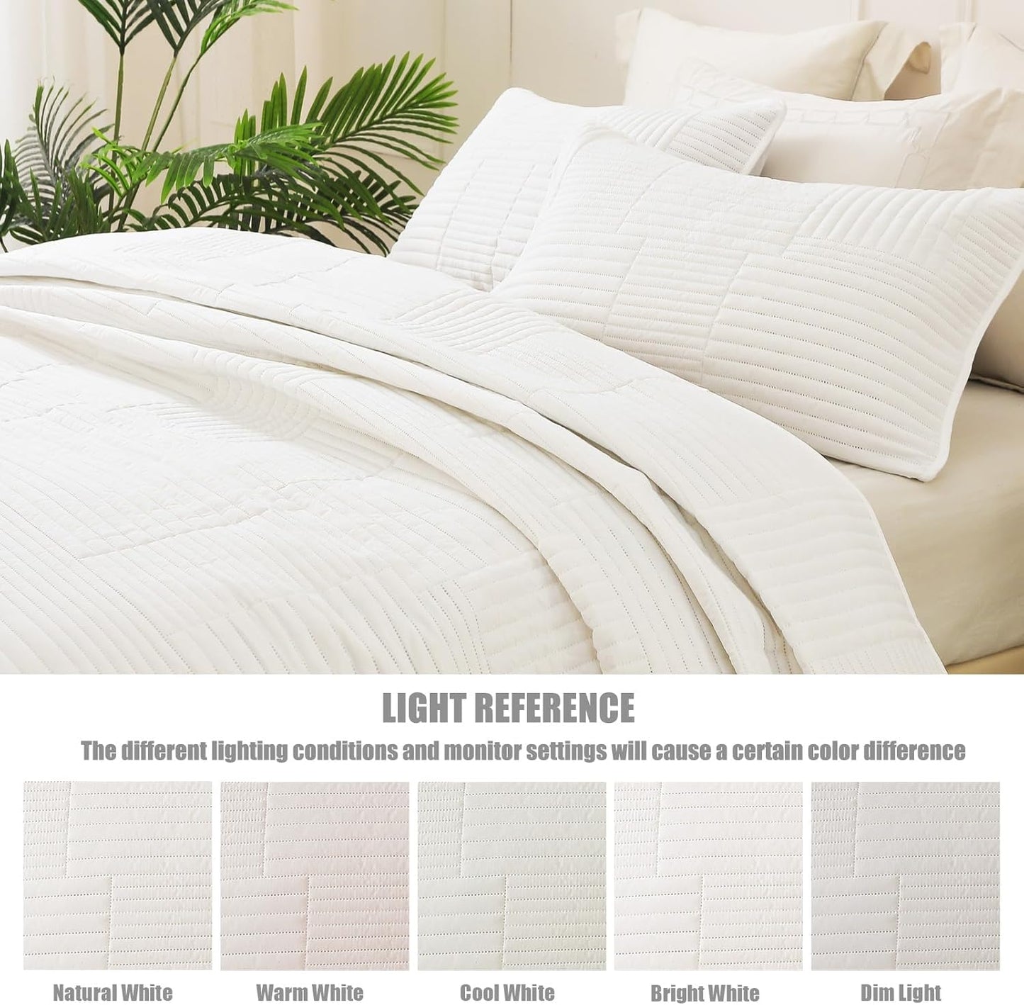 Dluxe Ave. ( KING ) 3 Pcs Ultra Soft Quilt Bedding Set/Lightweight Bedspreads for All Seasons/ White