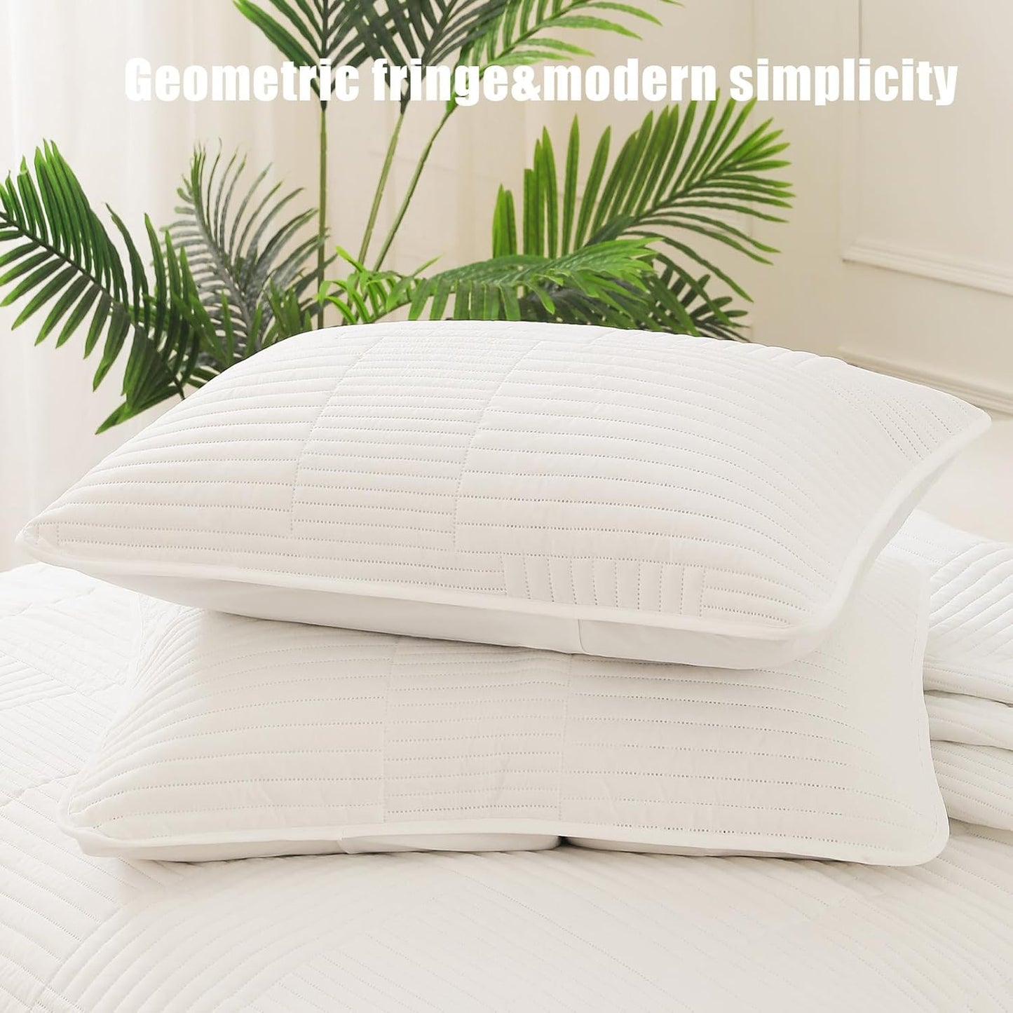 Dluxe Ave. ( KING ) 3 Pcs Ultra Soft Quilt Bedding Set/Lightweight Bedspreads for All Seasons/ White