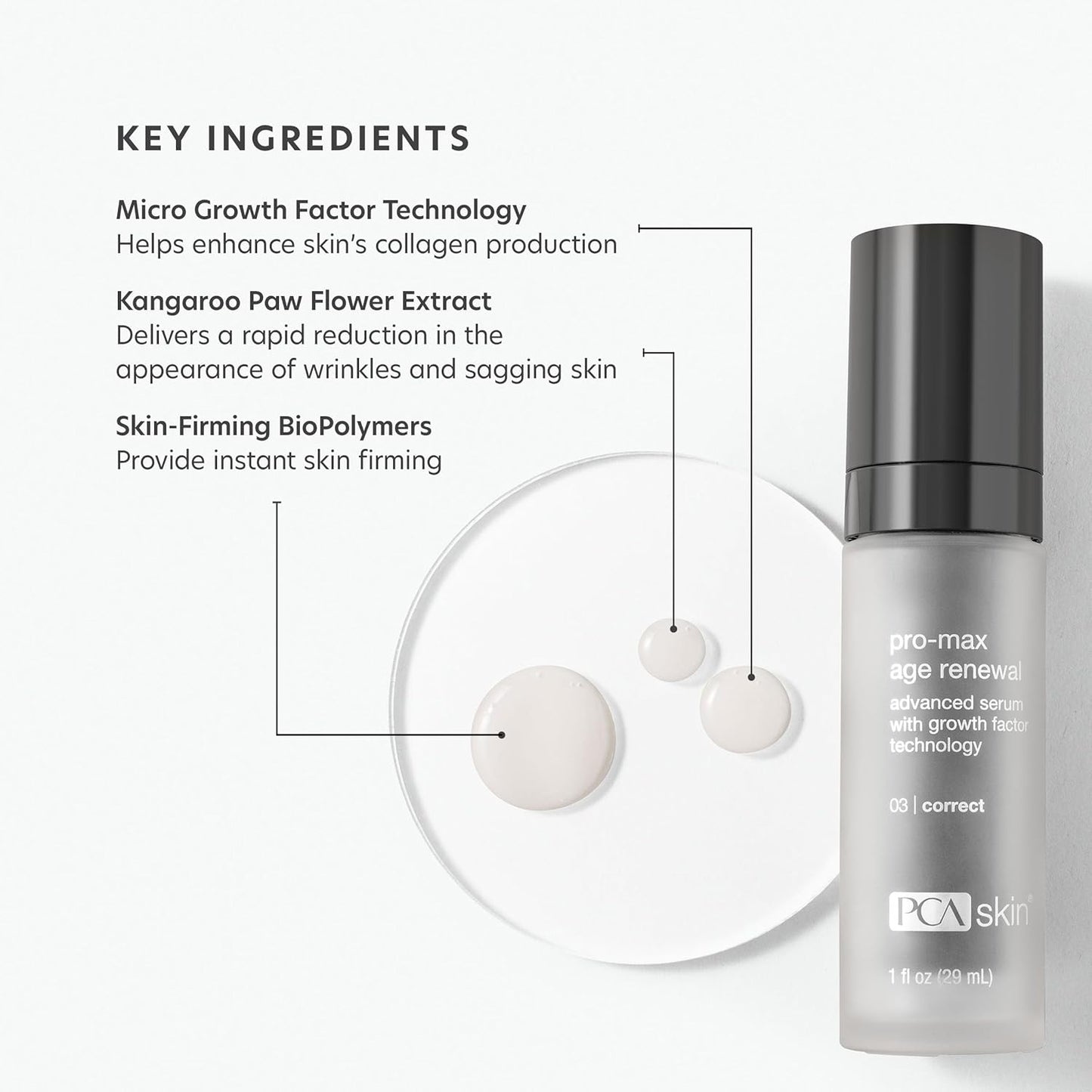 Dluxe Ave. PCA SKIN Pro Max Age Renewal Anti Aging Serum Anti Aging Face Serum for Reducing Wrinkles and Sagging Skin Helps Lift and Firm Skin on Face and Neck Safe For All Skin Types 1.0 oz Pump Bottle