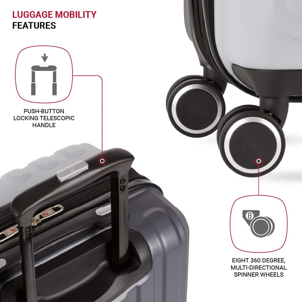 Dluxe Ave. Hardside Expandable Luggage with Spinner Wheels/ (Ash Grey)  19-Inch