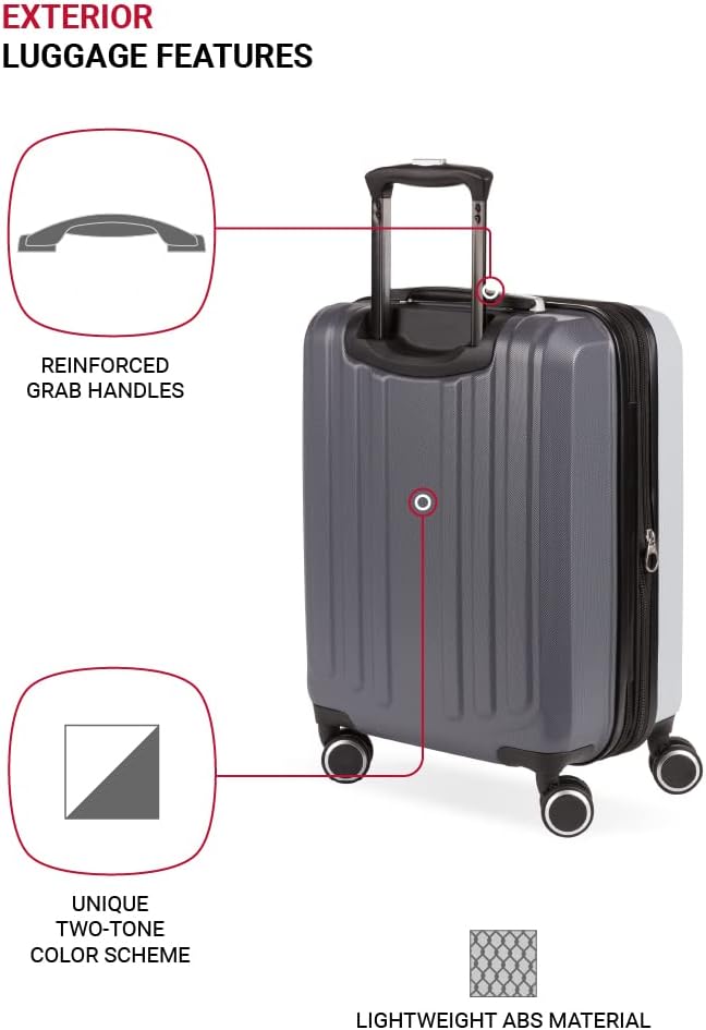Dluxe Ave. Hardside Expandable Luggage with Spinner Wheels/ (Ash Grey)  19-Inch