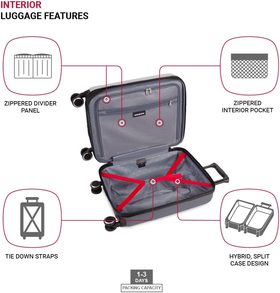 Dluxe Ave. Hardside Expandable Luggage with Spinner Wheels/ (Ash Grey)  19-Inch