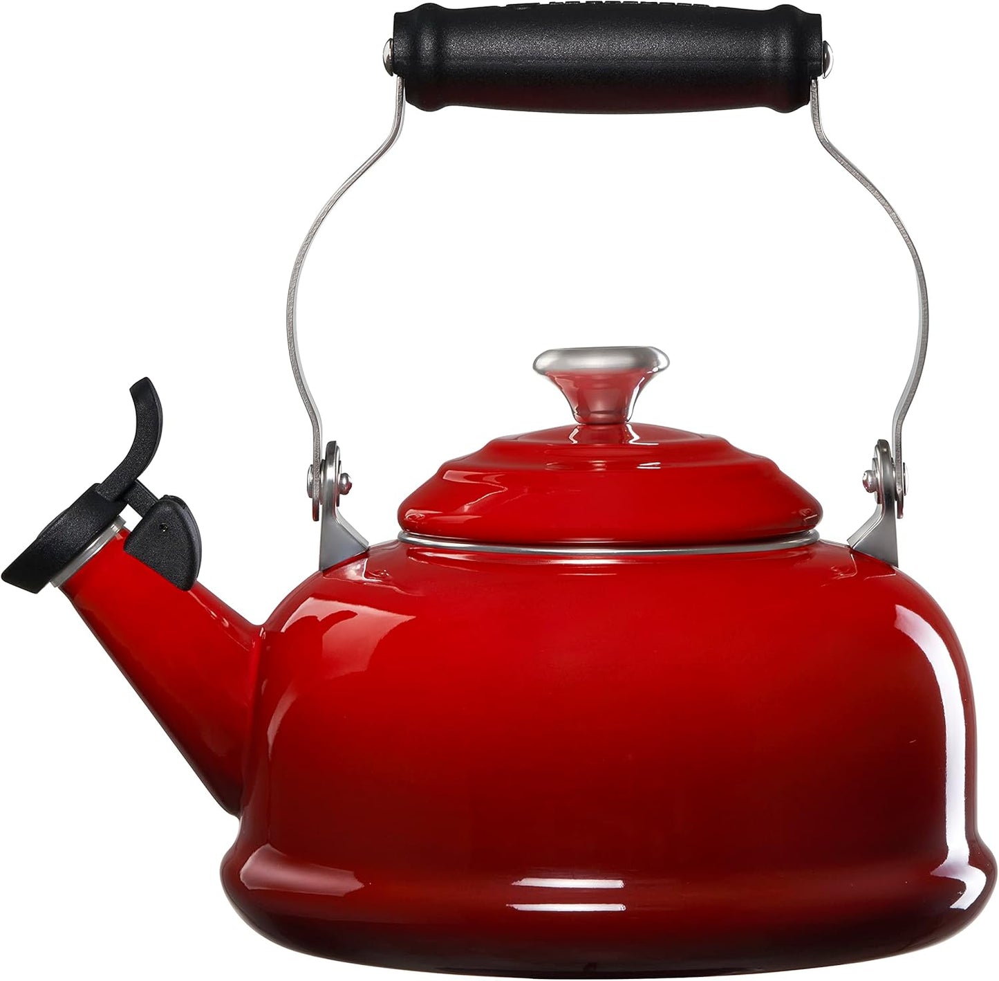 Dluxe Ave. ( Limited Edition)  Enamel On Steel Whistling Tea Kettle with Metal Finishes 1.7 qt. Cerise