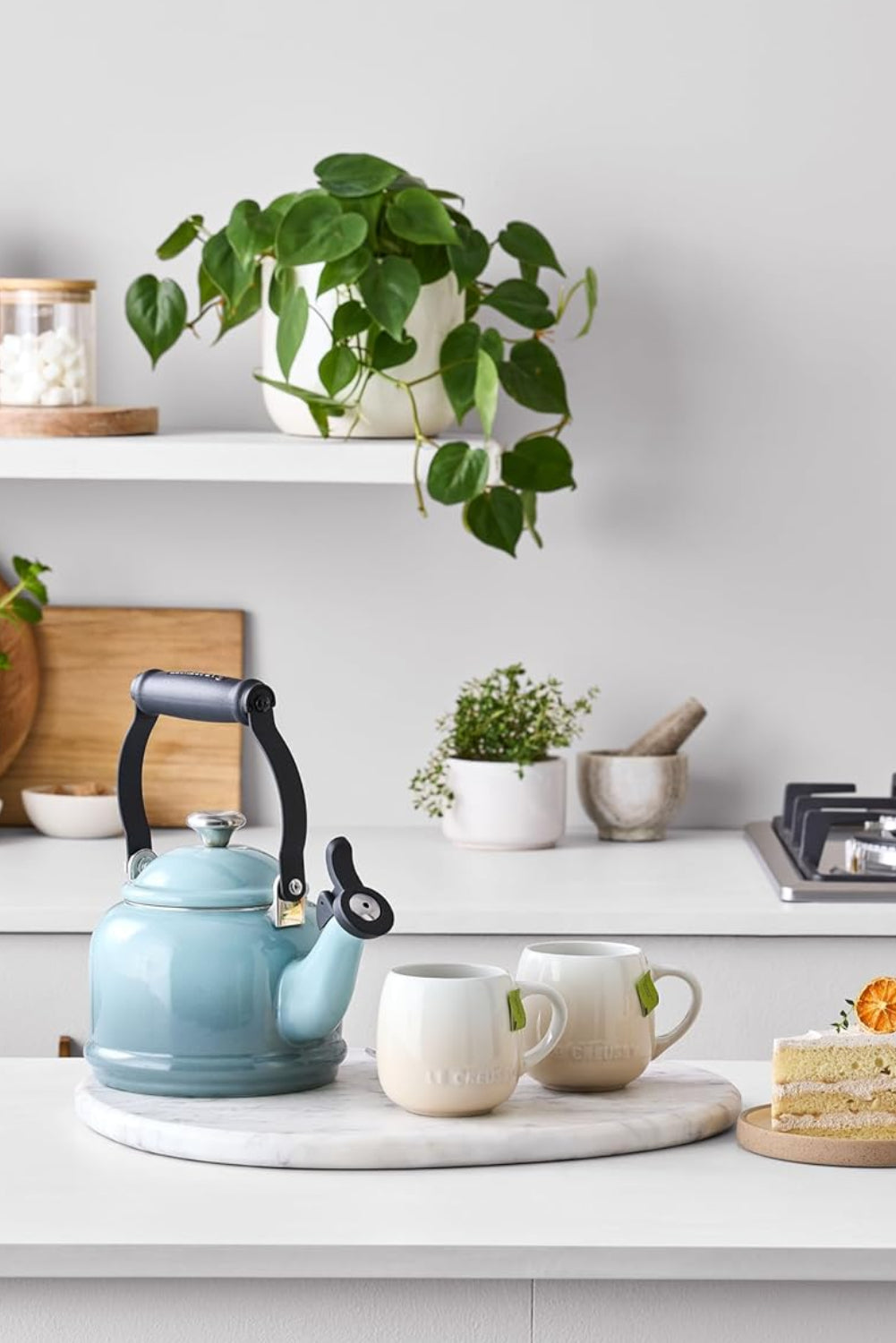 Dluxe Ave. ( Limited Edition)  Enamel On Steel Demi Tea Kettle with Metal Finishes 1.25 qt Artichaut
