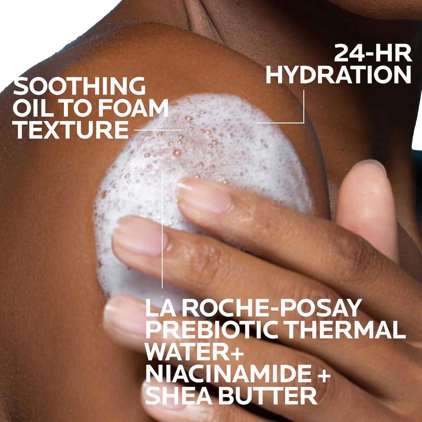 Dluxe Ave. La Roche-Posay Lipikar AP+ Gentle Foaming Cleansing Oil Gentle Oil Cleanser for Face and Body Formulated with Niacinamide Long-Lasting 24-hour Hydration Fragrance-Free & Soap Free