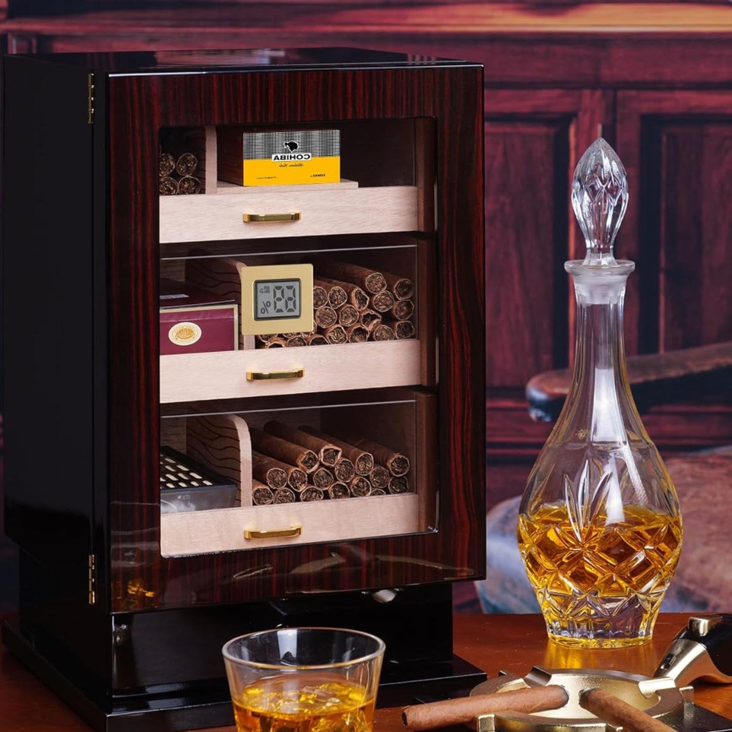 Dluxe Ave. 100-150 Cigar Storage/ Drawers/ Spanish Cedar/ Lined