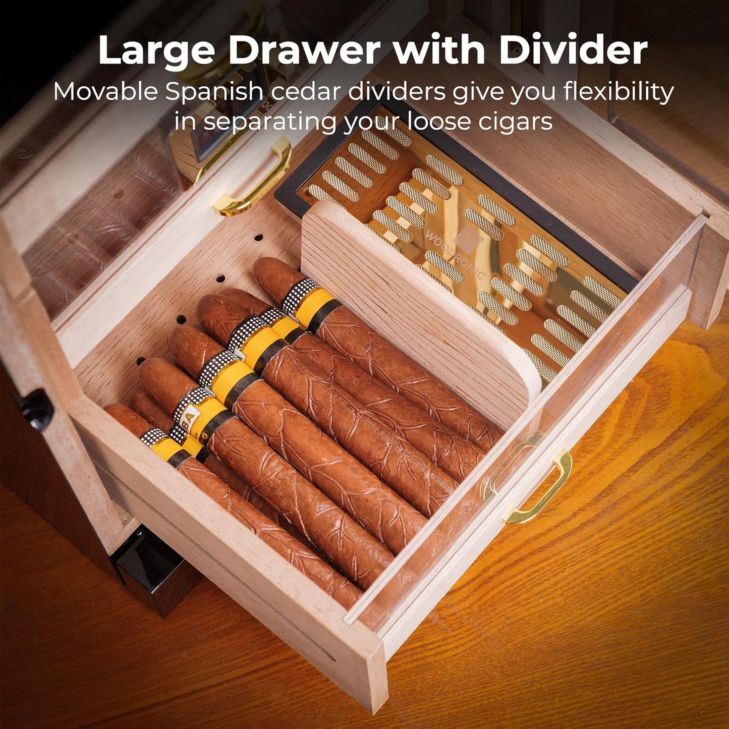 Dluxe Ave. 100-150 Cigar Storage/ Drawers/ Spanish Cedar/ Lined