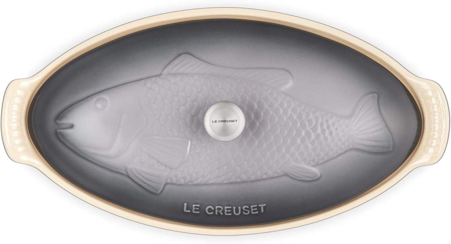 Dluxe Ave. ( Limited Edition)  Heritage Stoneware Oval Fish Baker 1.7qt. Oyster