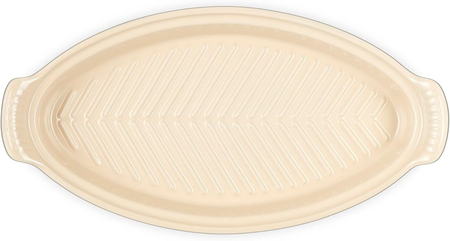 Dluxe Ave. ( Limited Edition)  Heritage Stoneware Oval Fish Baker 1.7qt. Oyster