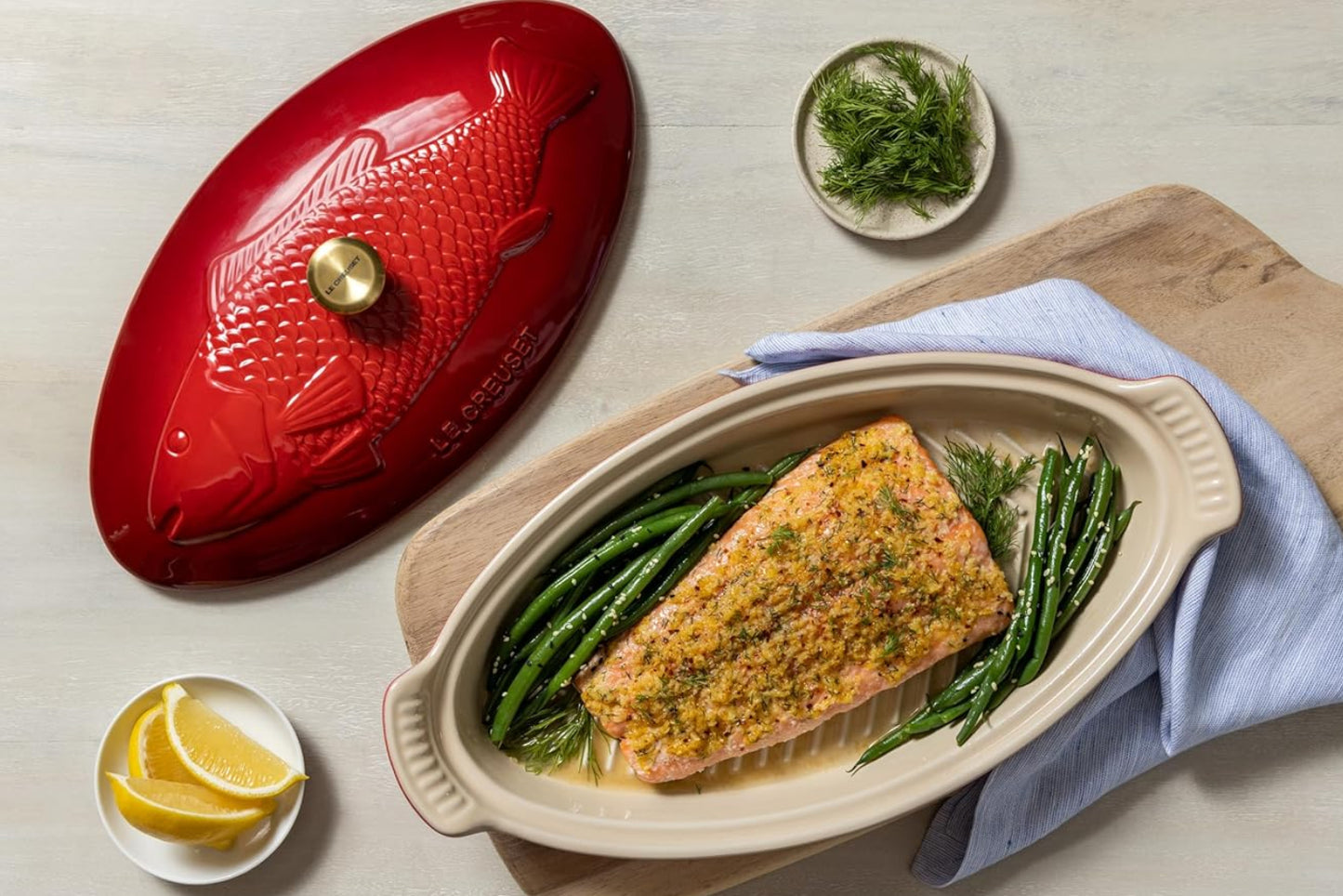 Dluxe Ave. ( Limited Edition)  Heritage Stoneware Oval Fish Baker 1.7qt. Oyster