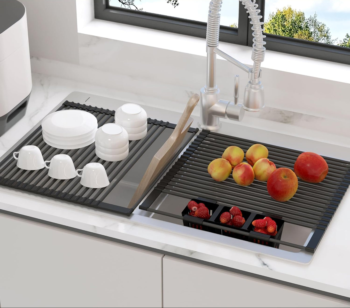 Dluxe Ave. Roll Up Dish Drying Rack Silicone (Black) 17.3" x 17.6"