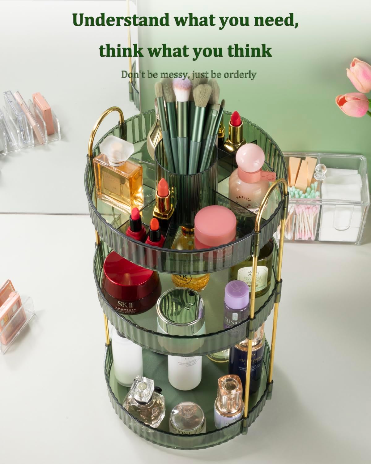 Dluxe Ave. 360 ° rotary makeup organizer bathroom counter organizer