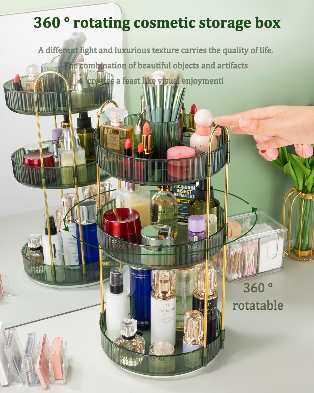 Dluxe Ave. 360 ° rotary makeup organizer bathroom counter organizer