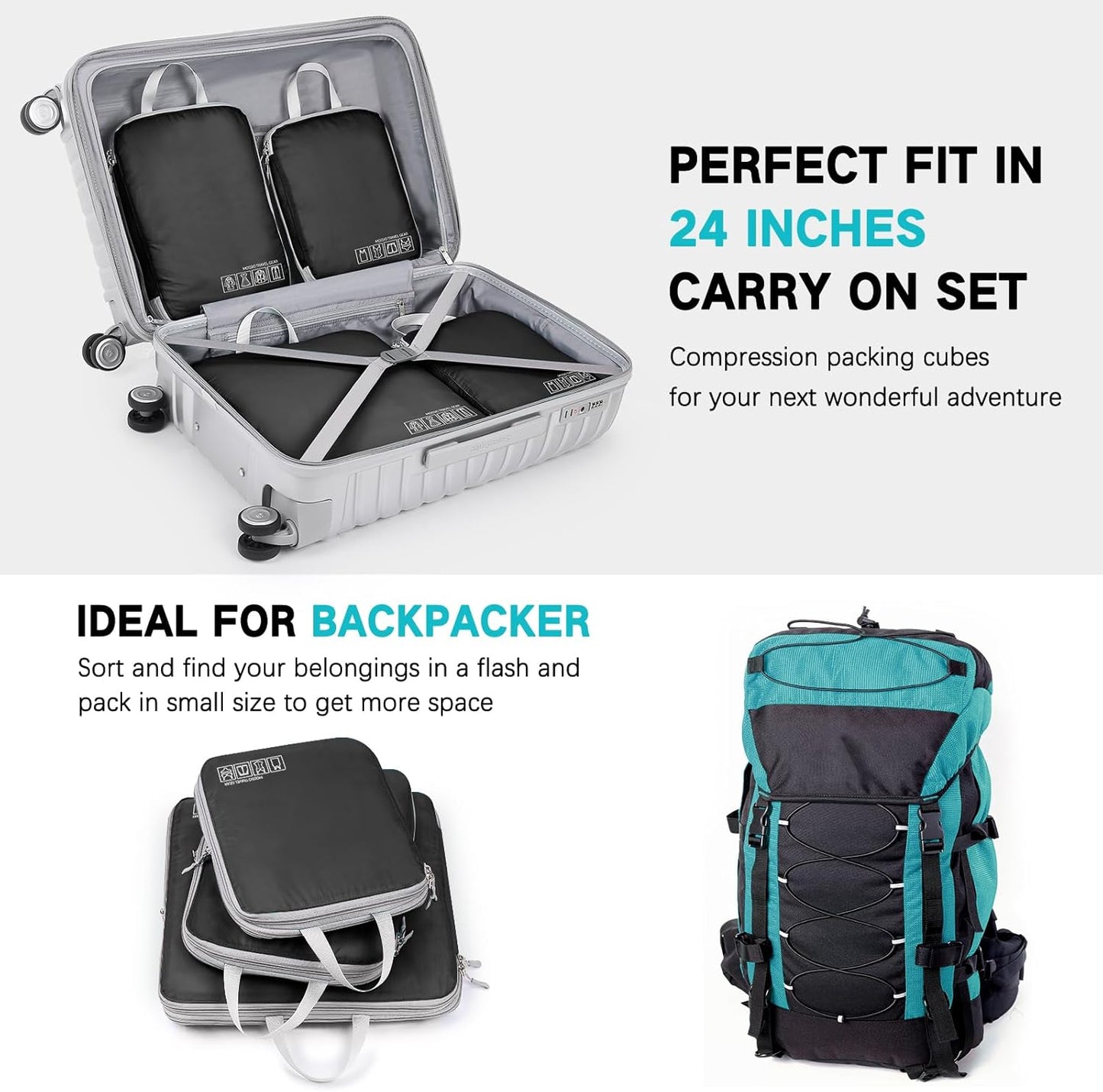 Dluxe Ave. 4 Set Heavy Duty Packing Organizers/ Black