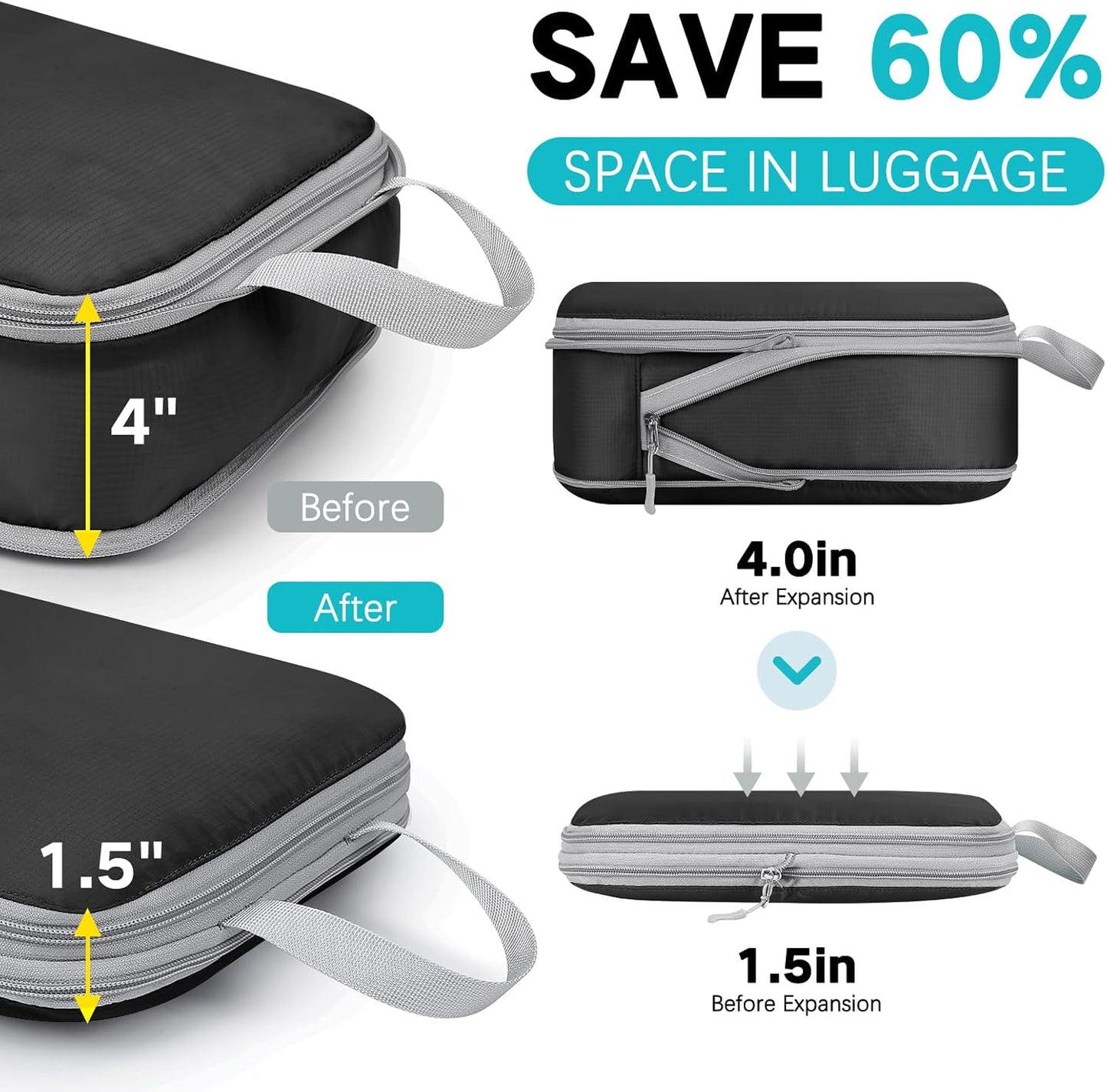 Dluxe Ave. 4 Set Heavy Duty Packing Organizers/ Black