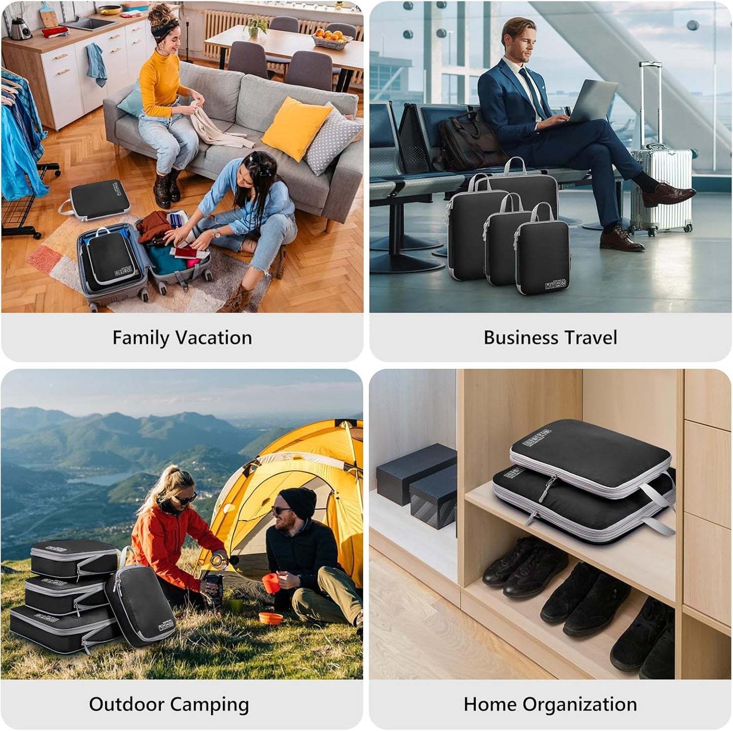 Dluxe Ave. 4 Set Heavy Duty Packing Organizers/ Black