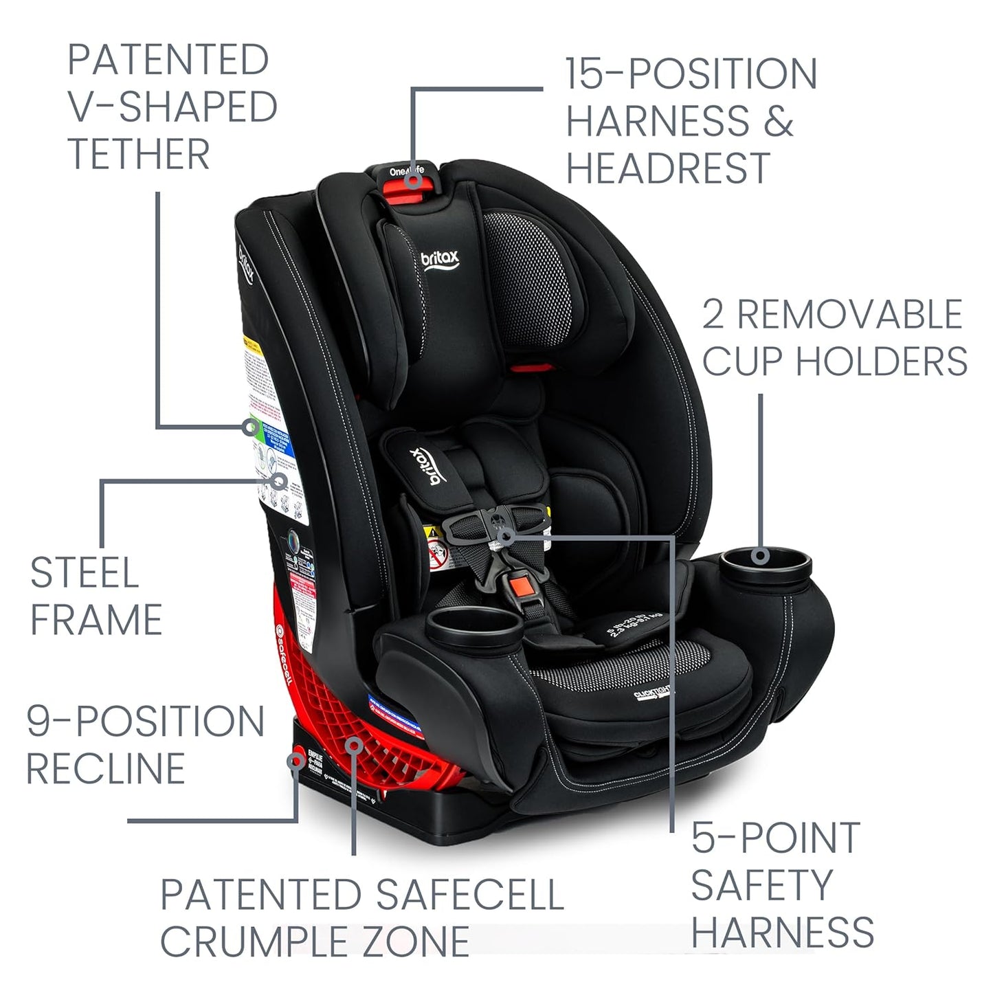 Dluxe Ave. Convertible Car Seat/ 5 to 120lbs/ Converts from Rear-Facing Infant Car Seat to Forward-Facing/ Booster Seat/  Cool Flow Carbon
