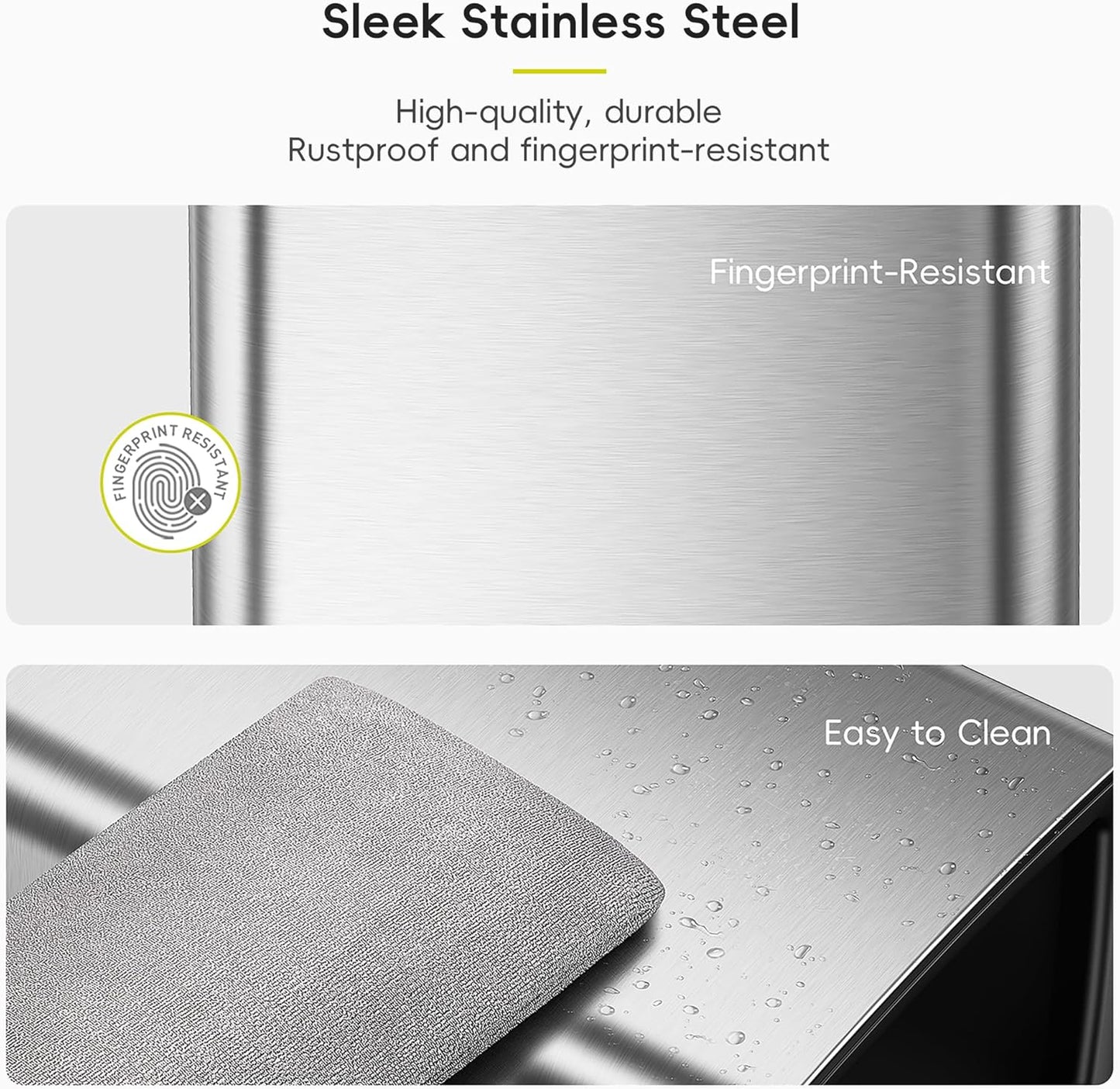 Dluxe Ave. EKO 2-Pack Stainless Steel Open Top Trash Can with Removable Inner Basket Square Small Garbage Can 1.8 + 3.2 Gallon Wastebasket Combo Trashcan for Kitchen Bathroom Office Home