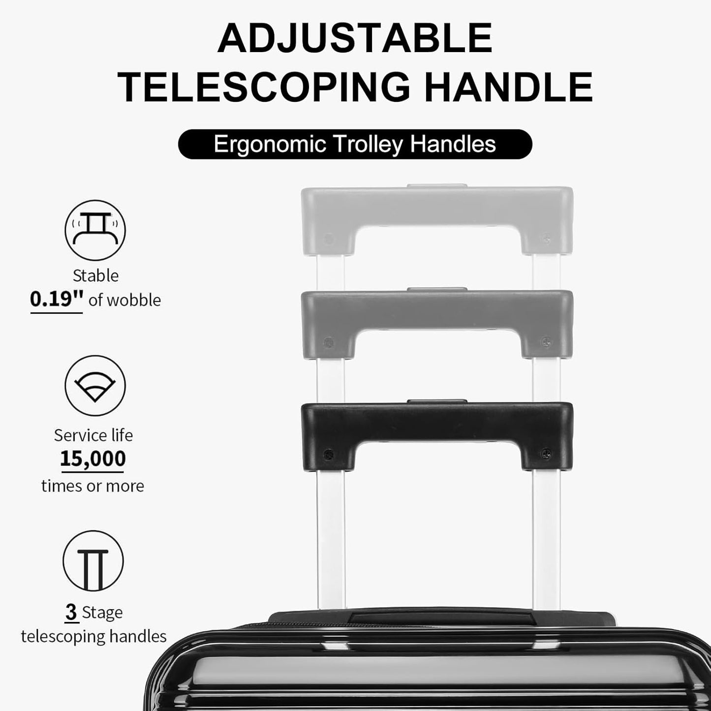 Dluxe Ave. 3 Piece Luggage Sets with a Cosmetic Case Expandable/ PC Lightweight/ Spinning Wheels/ TSA Lock (Black)