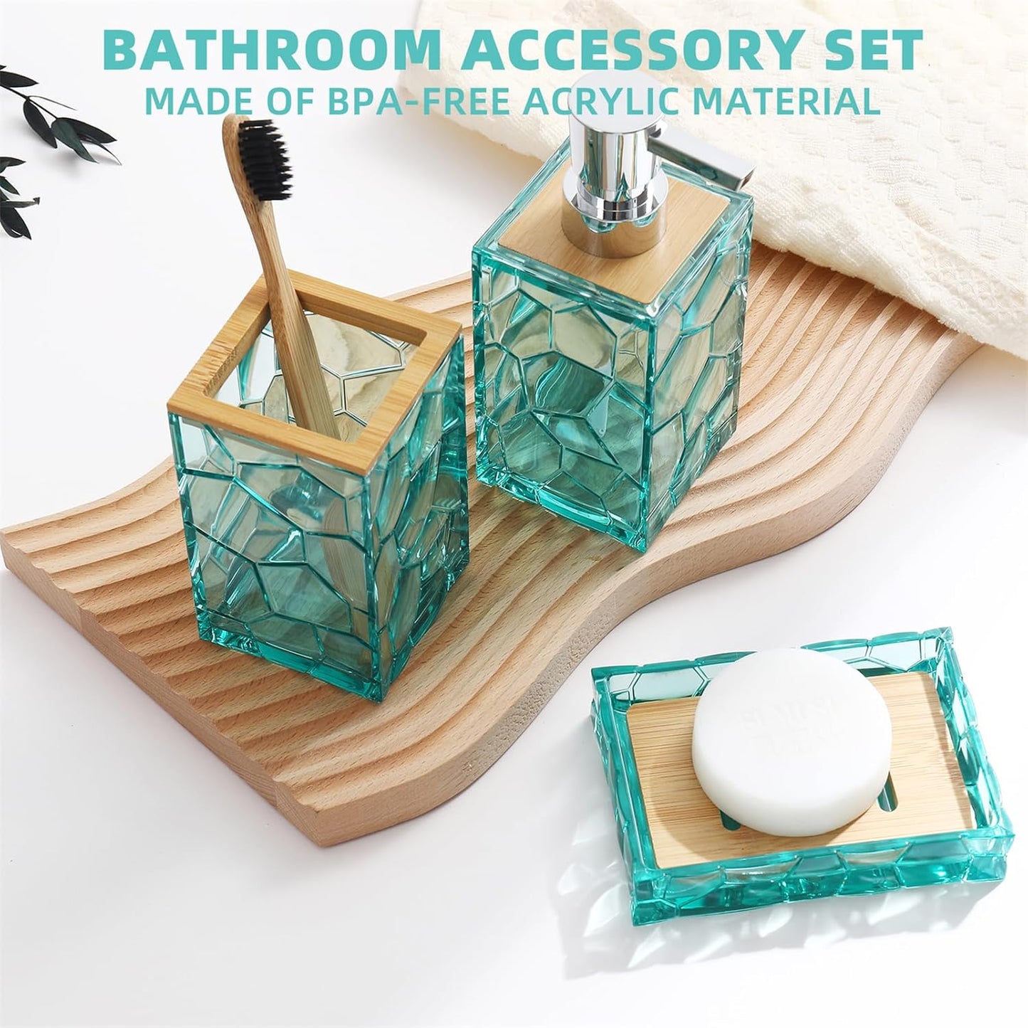 Dluxe Ave. GAHEFY Teal Blue Beach Bathroom Accessories Set (Teal)