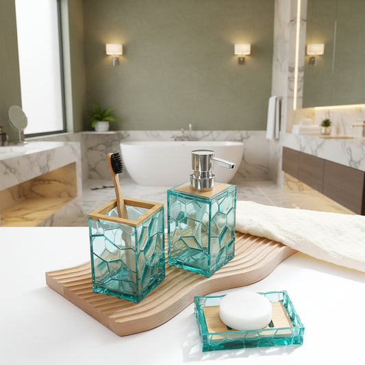 Dluxe Ave. Teal Blue Beach Bathroom Accessories Set (Teal)