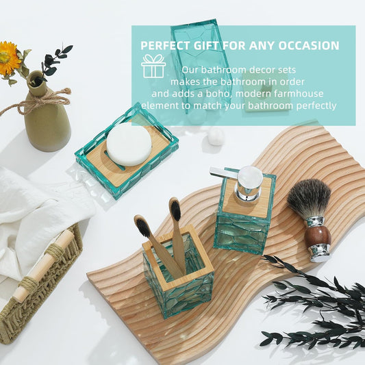 Dluxe Ave. GAHEFY Teal Blue Beach Bathroom Accessories Set (Teal)