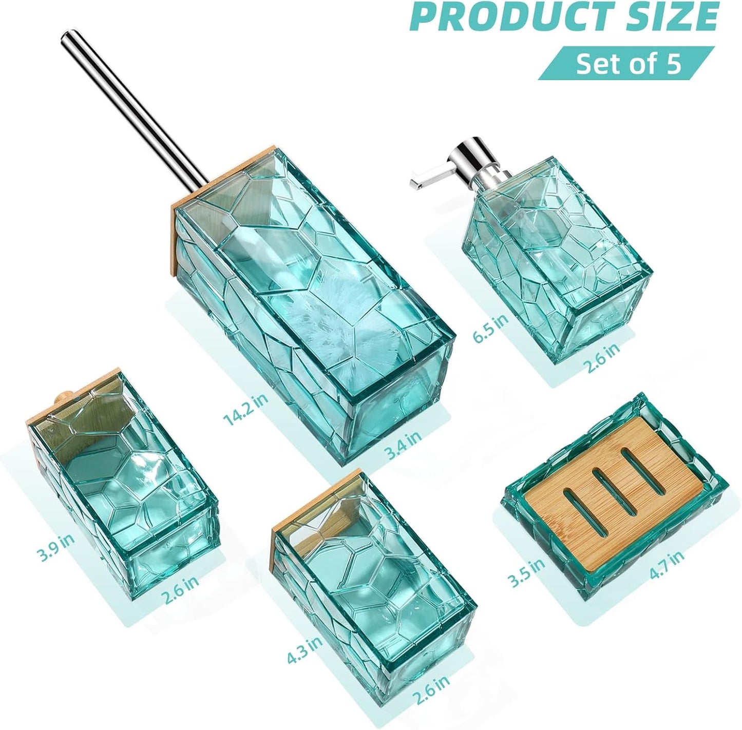 Dluxe Ave. GAHEFY Teal Blue Beach Bathroom Accessories Set (Teal)