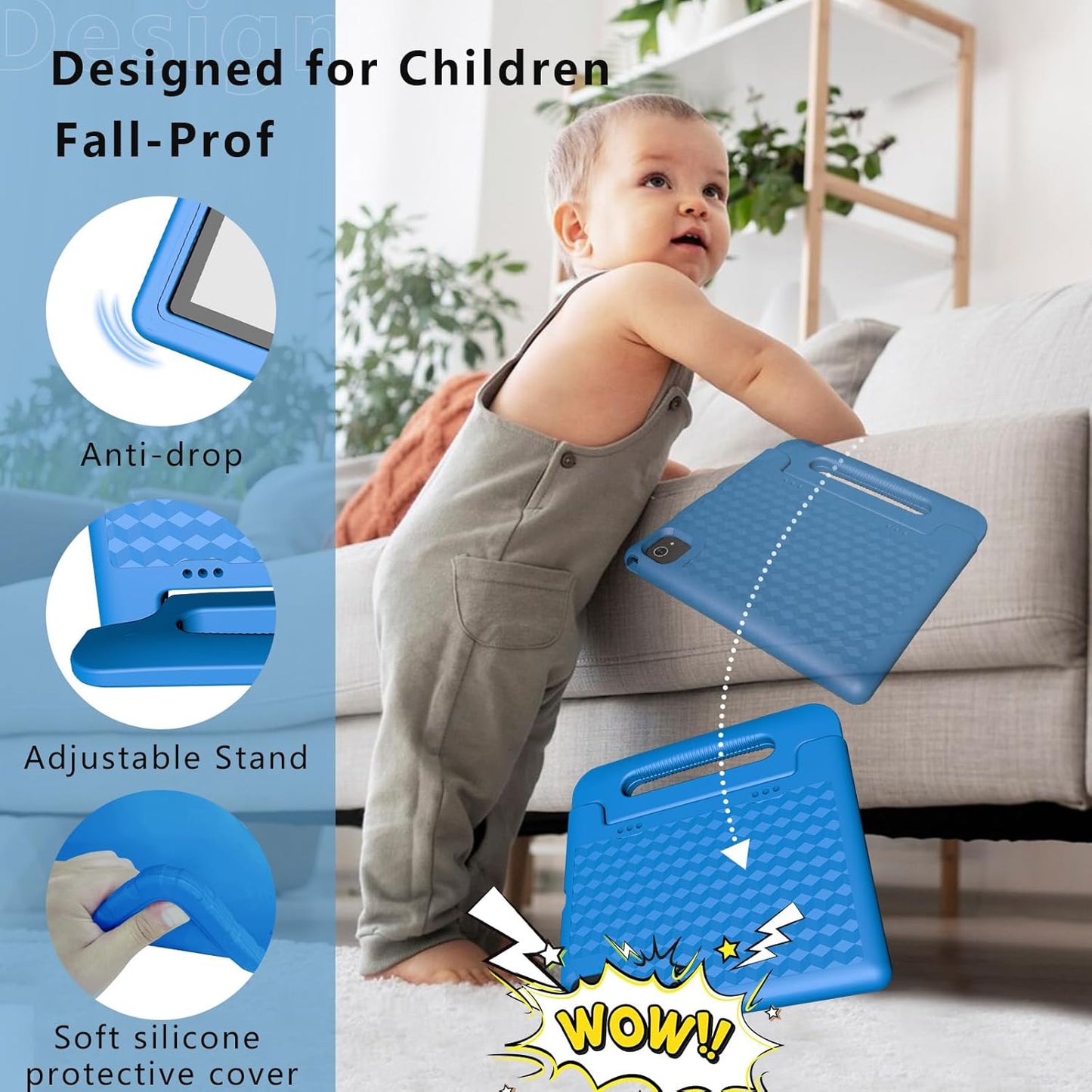 Dluxe Ave.ITDULCET Kids Tablet 10 inch Android 14 Tablet for Kids 8GB RAM 64GB ROM Octa-Core Fast-Charging Battery Toddler Tablet with Shockproof Case Bluetooth WiFi Parental Control Dual Camera GPS