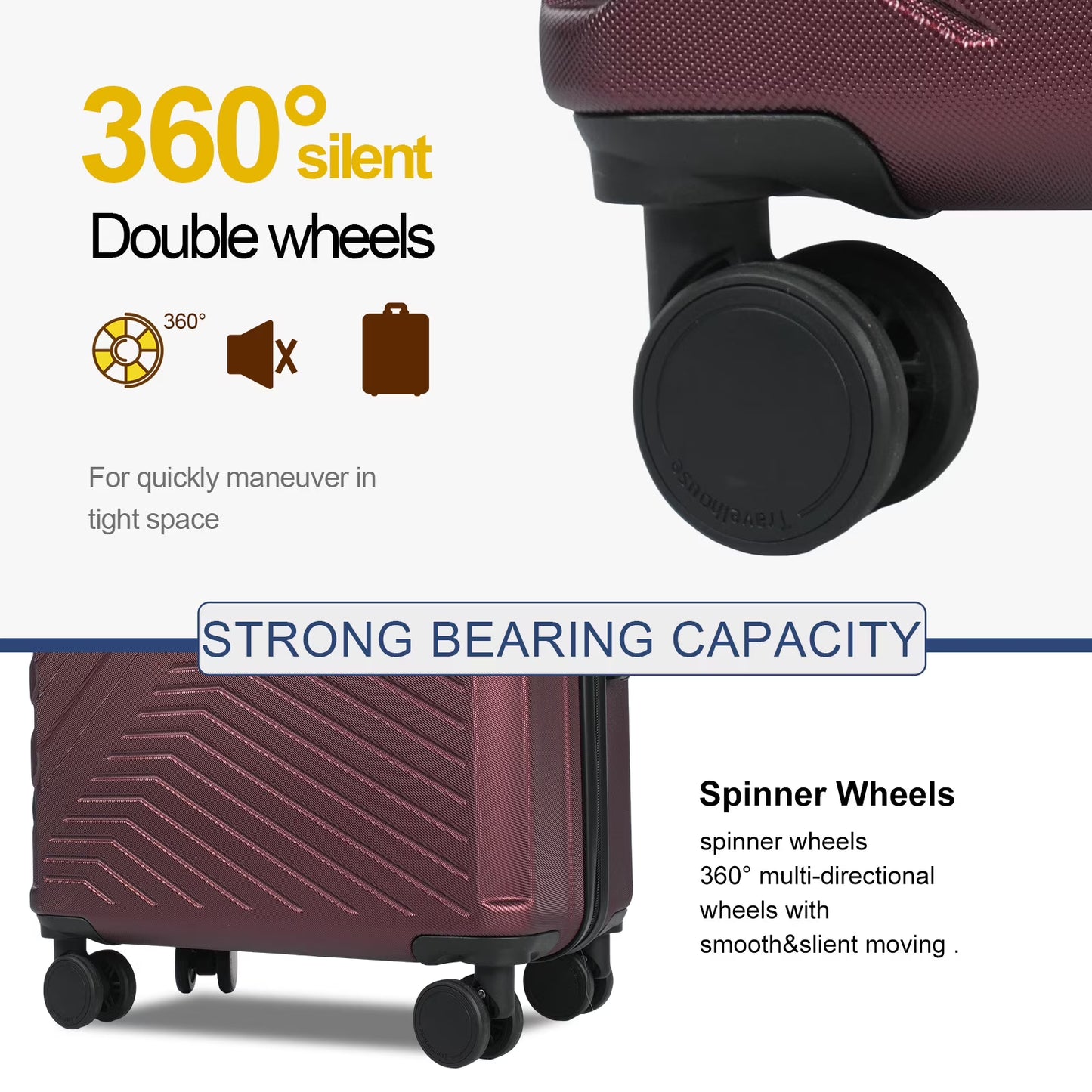Dluxe Ave. Luggage Sets Expandable Hardside/3 Pcs/ Spinner Wheels/ TSA Lock/(Burgundy)