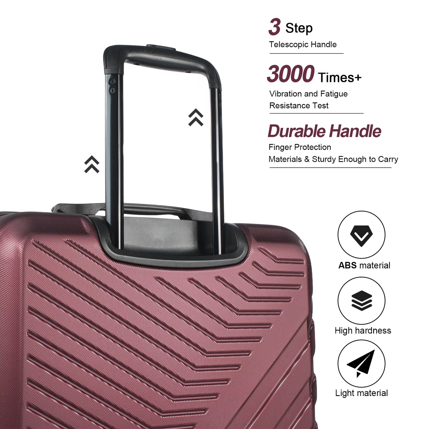 Dluxe Ave. Luggage Sets Expandable Hardside/3 Pcs/ Spinner Wheels/ TSA Lock/(Burgundy)