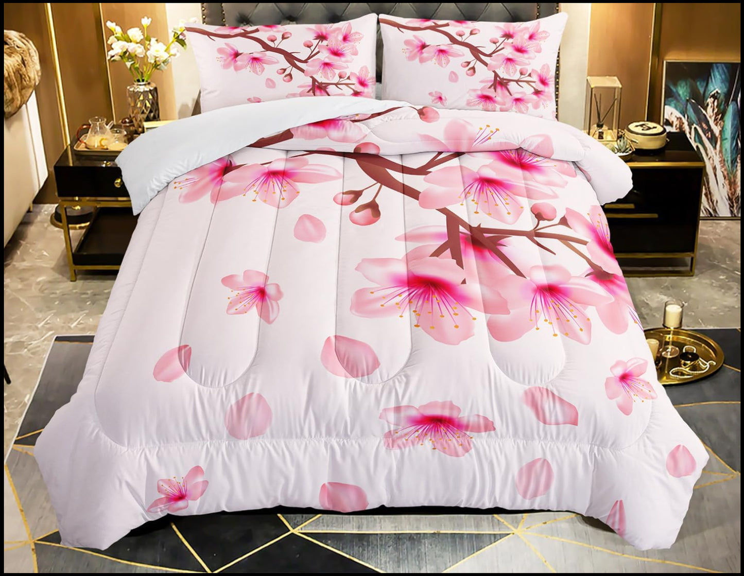 Dluxe Ave. ( FULL ) 3 Pcs Comforter and Bedding Set/ Pink