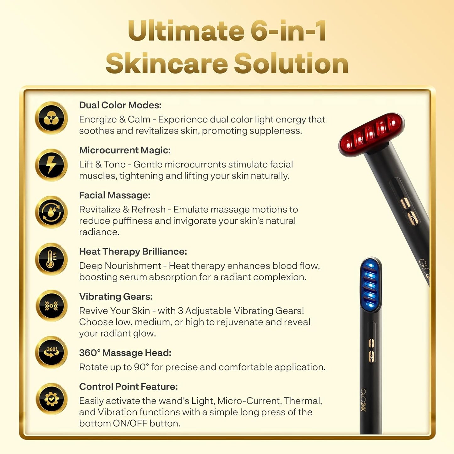 Dluxe Ave.  6-IN-1 Beauty Therapy Wand for the Face Eyes and Neck