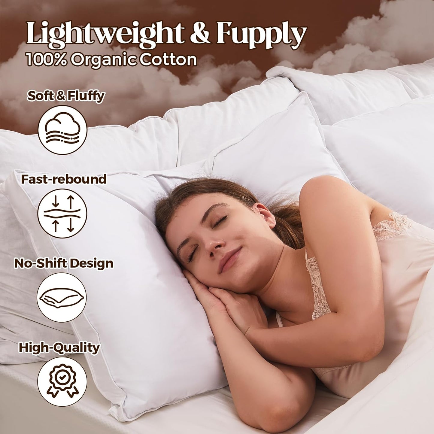 Dluxe Ave. ( KING )Goose Feathers Down Pillows, Set of 2, Gusseted Hotel Collection