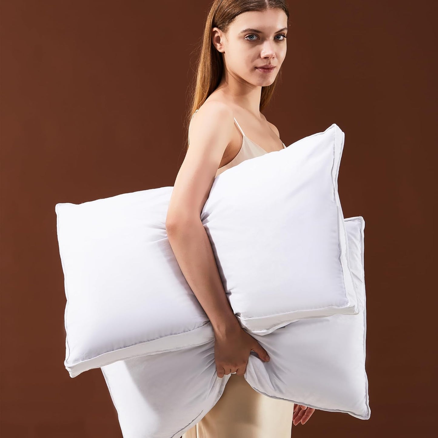 Dluxe Ave. ( KING )Goose Feathers Down Pillows, Set of 2, Gusseted Hotel Collection
