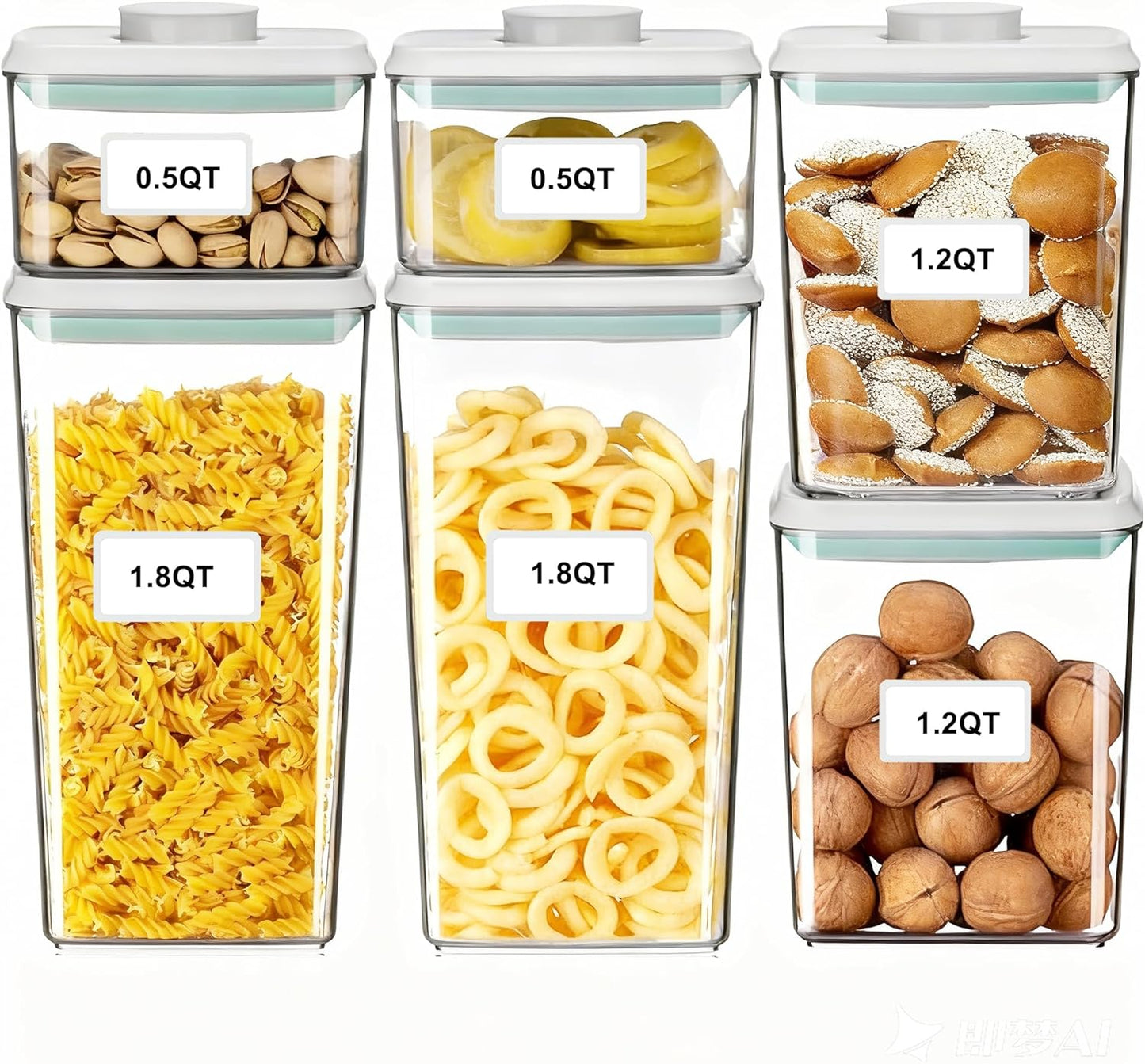 Dluxe Ave. 8Pcs Pop Containers with Lids/Stackable Container with Labels BPA-Free