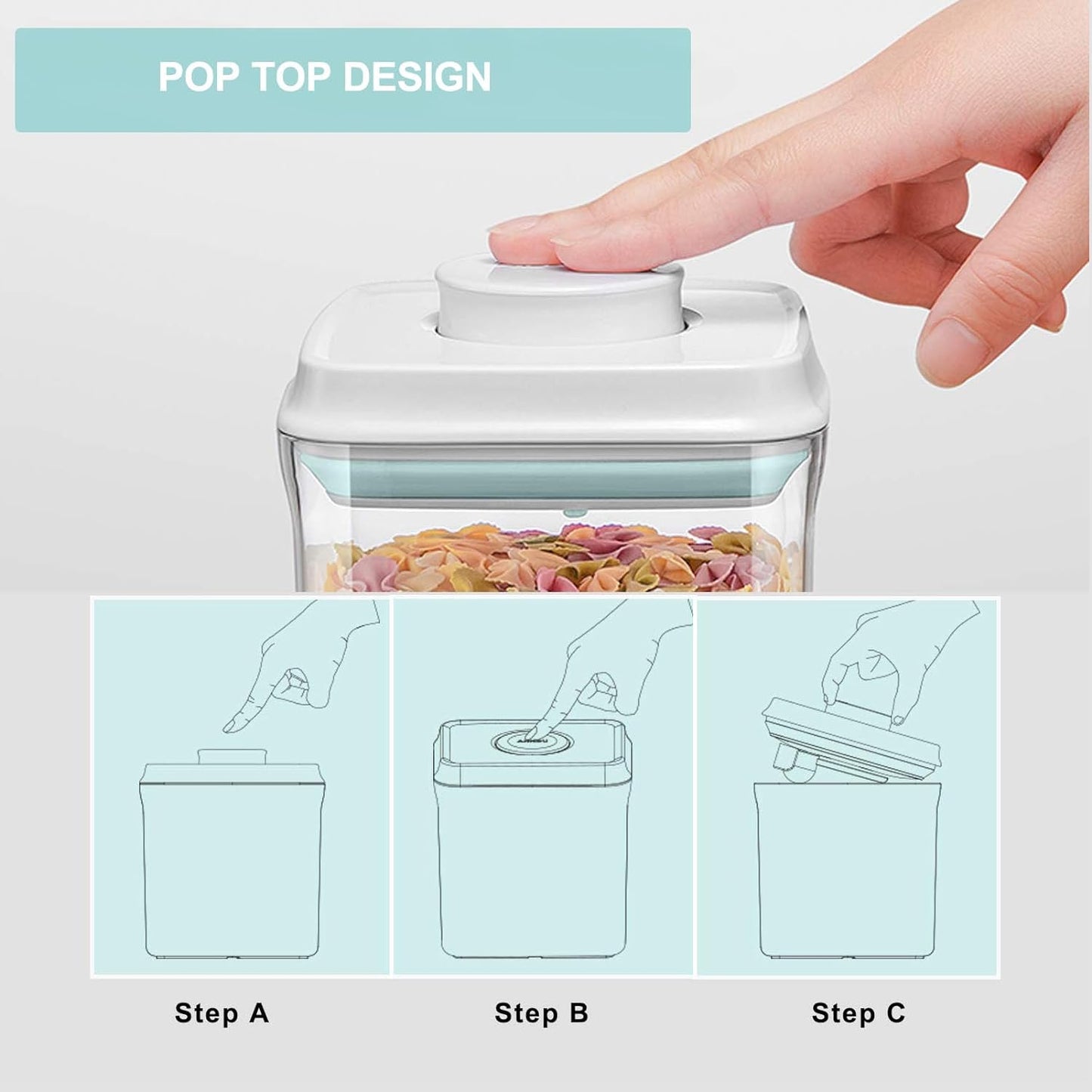 Dluxe Ave. 8Pcs Pop Containers with Lids/Stackable Container with Labels BPA-Free
