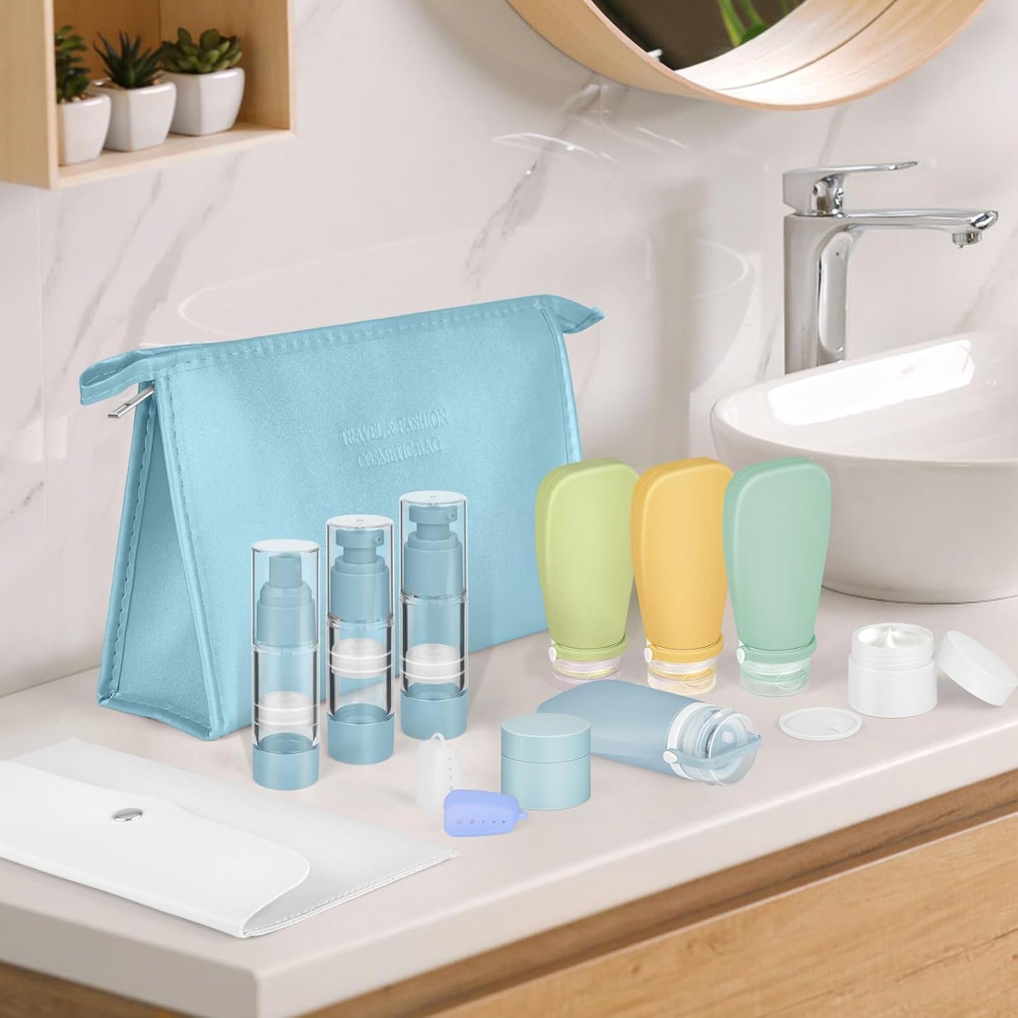 Dluxe Ave. 19 Pack Travel Bottles for Toiletries/ TSA Approved/ Refillable/ BPA Free
