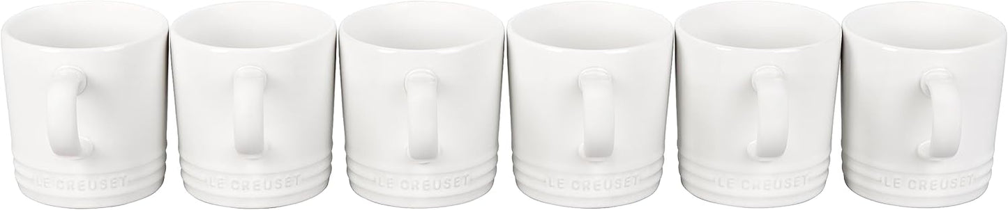 Dluxe Ave. ( Limited Edition) Stoneware Set of 6 London Mugs 12 oz. Each White