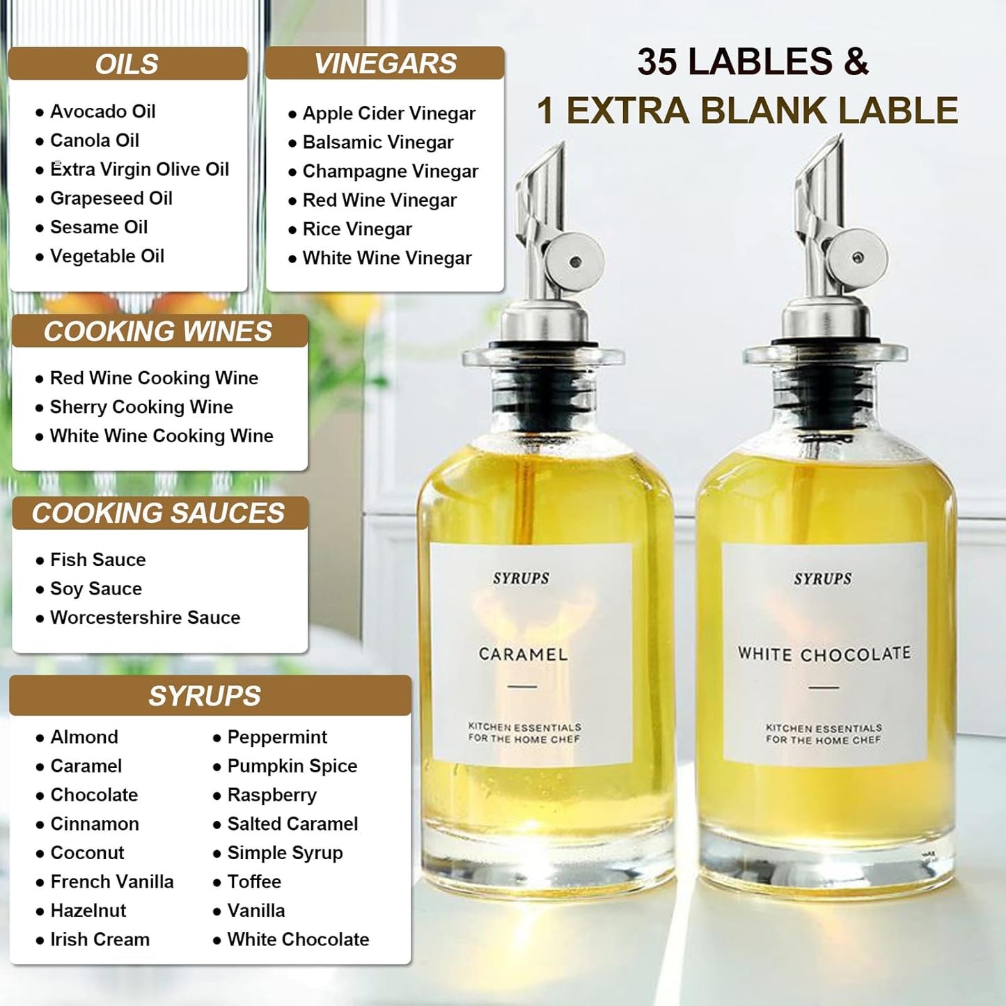 Dluxe Ave.  Olive Oil Dispenser Bottle Set For Kitchen/ Glass with Weighted Pourers Funnel /11.8 oz/350 ml Set of 2