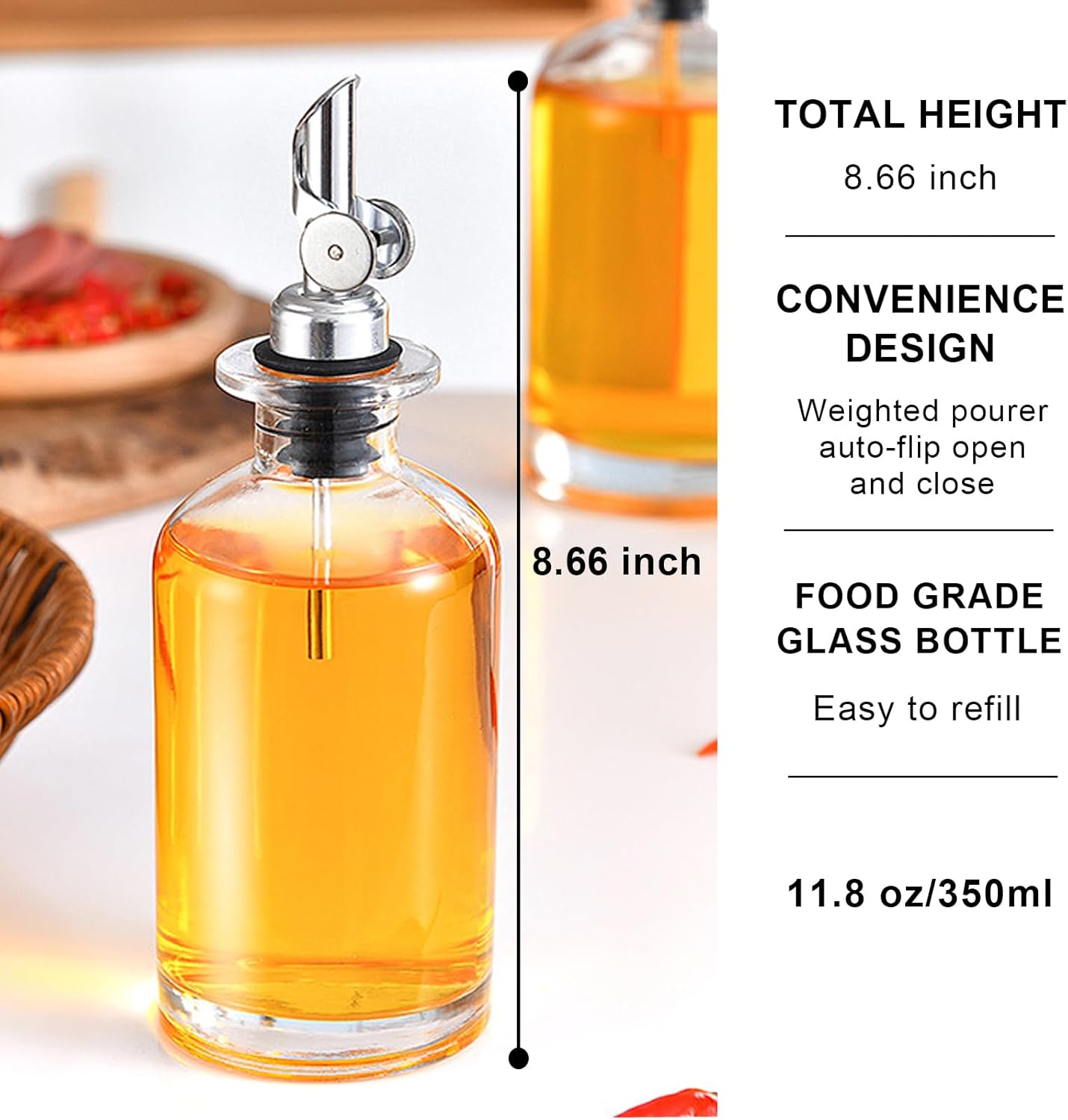 Dluxe Ave.  Olive Oil Dispenser Bottle Set For Kitchen/ Glass with Weighted Pourers Funnel /11.8 oz/350 ml Set of 2