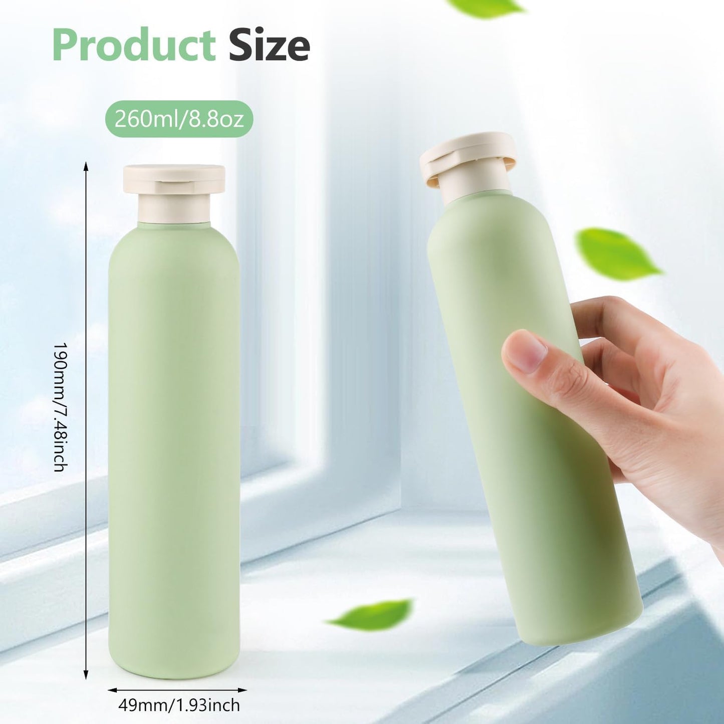 Dluxe Ave. 5 Pcs Plastic Travel Lotion Bottles/ Refillable Toiletries/ Sage Green