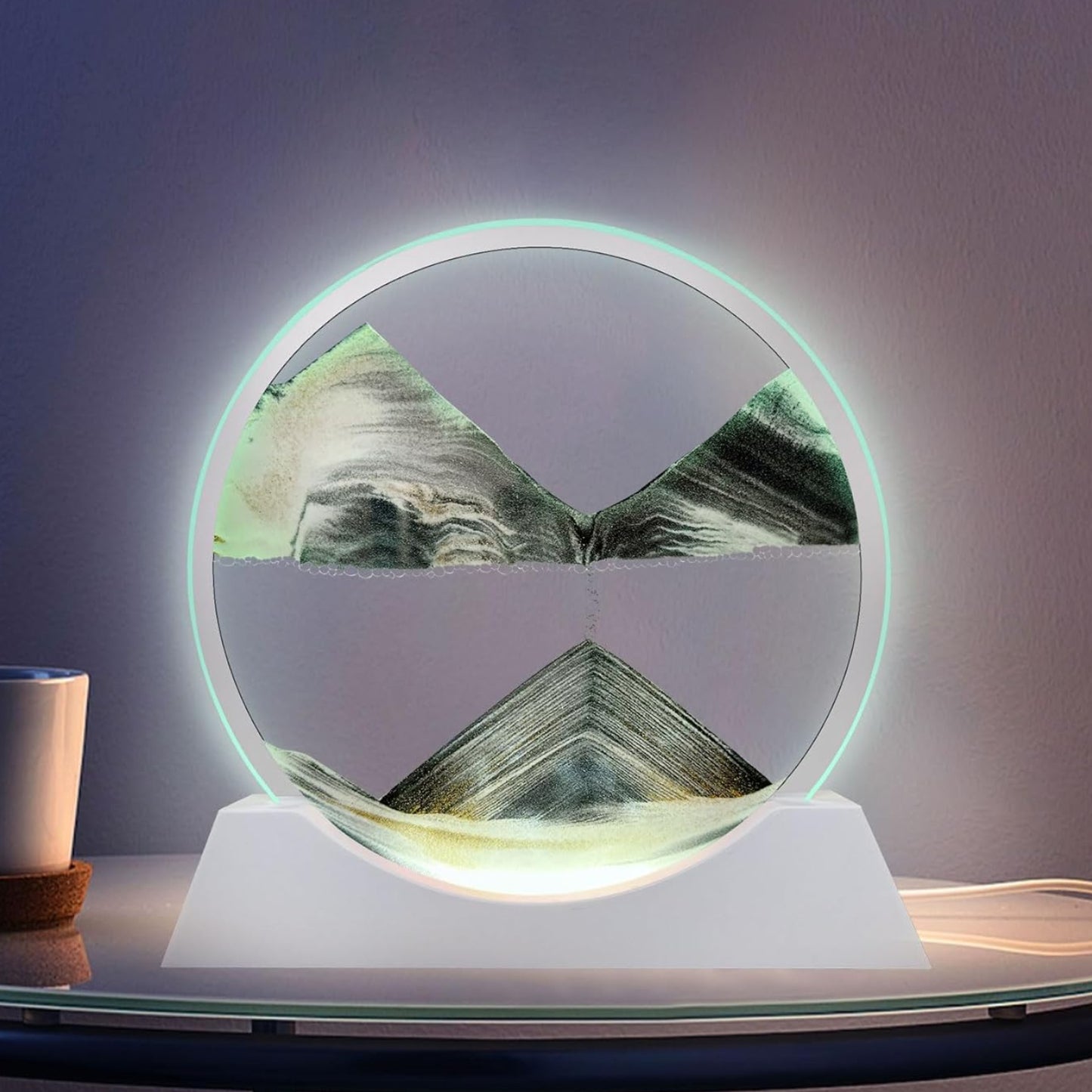 Dluxe Ave. 12" Sand Art with Light/ 3 Color/ Round Glass 3D/ Landscapes/ Black