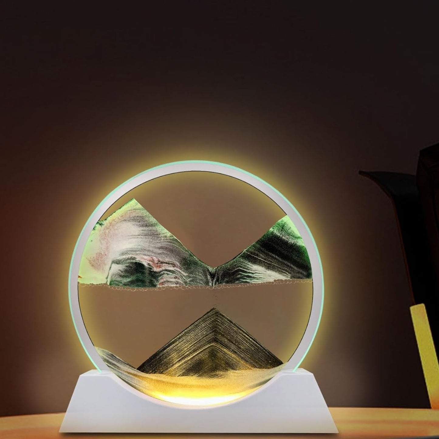 Dluxe Ave. 12" Sand Art with Light/ 3 Color/ Round Glass 3D/ Landscapes/ Black