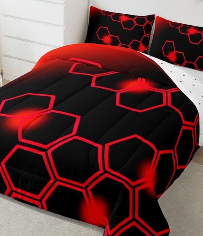Dluxe Ave. ( TWIN ) 2Pcs Bedding Set/ Red & Black
