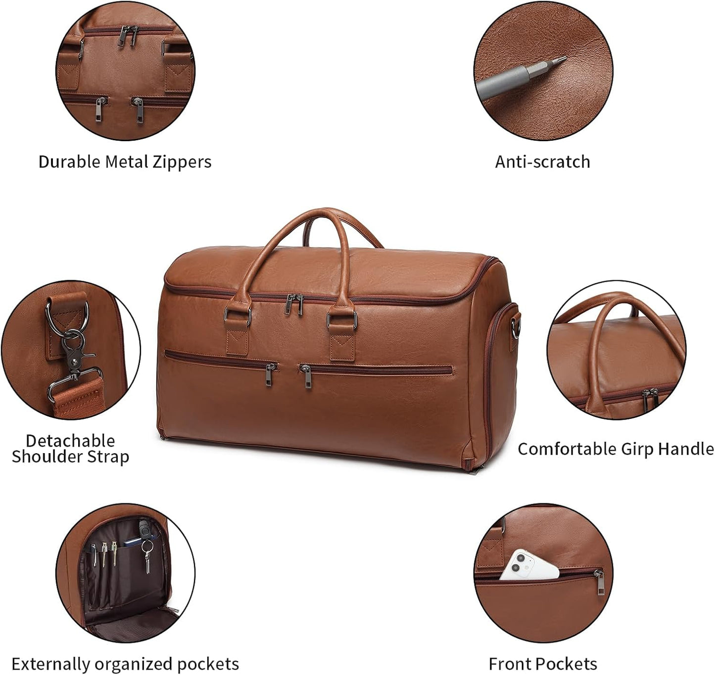 Dluxe Ave. Convertible Travel Duffel Bag/ 2 in 1 Hanging Suitcase Suit/ Business Travel Bag/ Brown