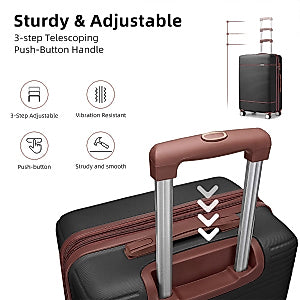 Dluxe 6 Piece with two Cosmetic Case Expandable(Only 28 & 24")/ with 360° Spinner Wheels (Black)